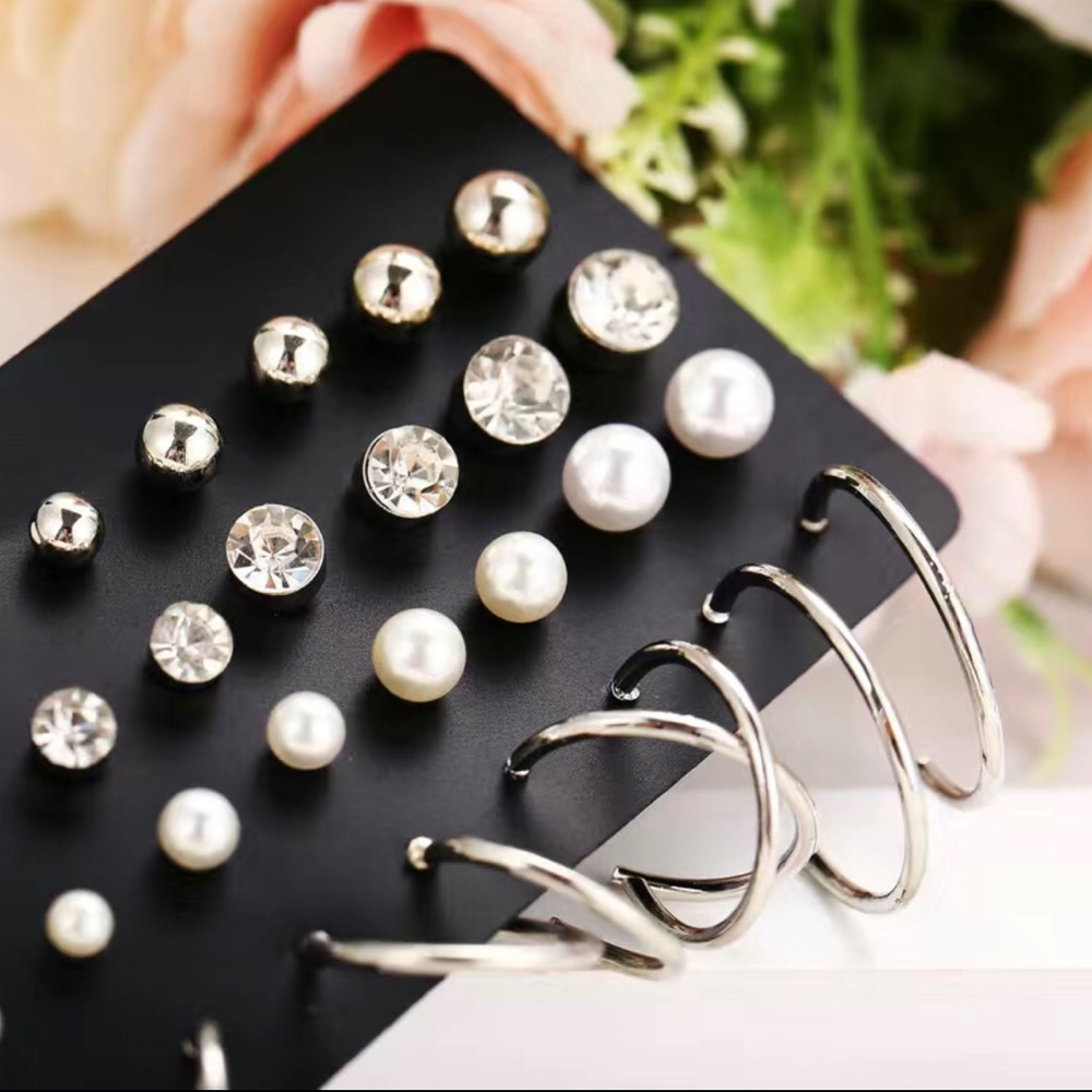 20 pr Faux Pearl Zircon Earrings Stud Earrings New